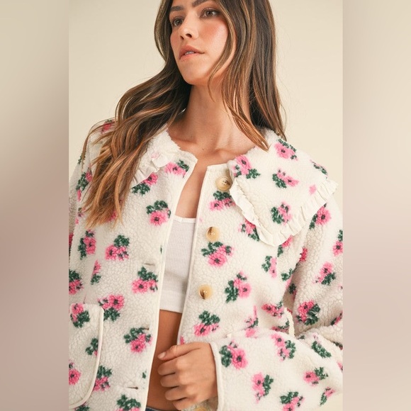 Floral Dream Peter Pan Sherpa Jacket - Picture 3 of 10